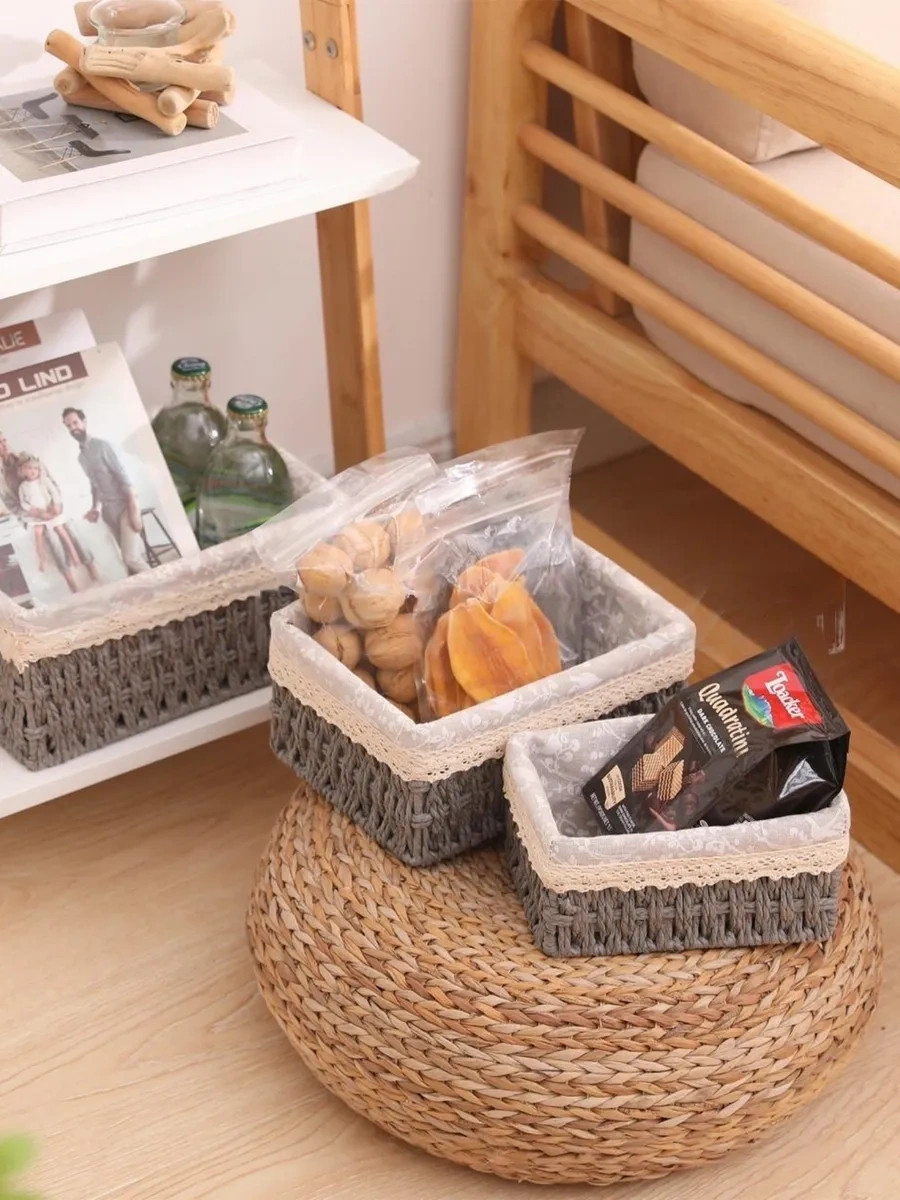 Sunny Home Örgü Gri Depolama Sepetleri Seti 268850333 Gri