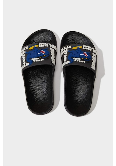 Defacto Erkek Çocuk Desenli Yüksek Taban Terlik F0035a825smbk23 Siyah