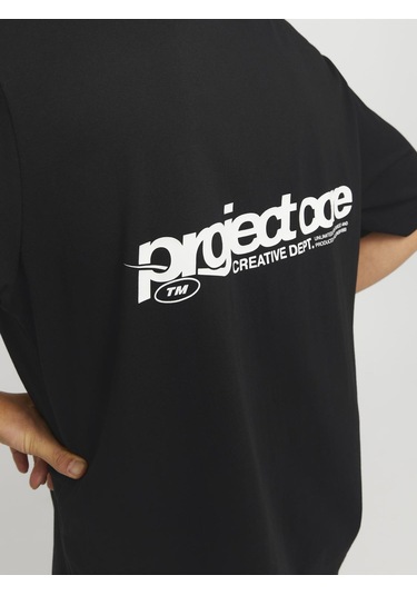 Jack & Jones Erkek Gögüs Ve Sirt Baskili Tişört - Union - 12273442 Black Siyah