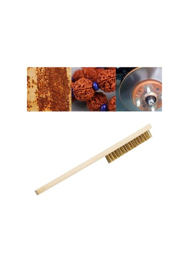 Metal Telli Fırça Ahşap Saplı Pas Kir Sökme Temizleme Fırçası Çok Renkli