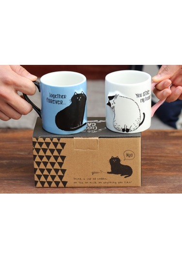 2 Adet Lüks Öpücük Kedi Kupası Çift Seramik Kupalar Evli Çiftler Yıldönümü Sabah Kupa Süt Kahve Çay Kahvaltı Sevgililer Günü Bira Steins 07 Beyaz