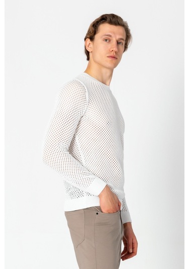 Erkek Fit File Örgülü Bisiklet Yaka Rahat Triko 001