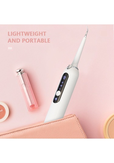 Skycity Usb Şarjlı Ultrasonik Diş Temizleyici - 4 Değiştirilebilir Uç Fırça, Tırnak, Zımbırtı, Dildeği + Ağız Aynası - Ipx6 Su Geçirmez Beyaz