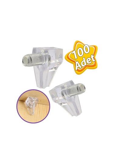 Kristal Raf Pimi Şeffaf Cam Ahşap Metal Raf Tutucu Çivisi Mobilya Dolap Pimi 100 Adet