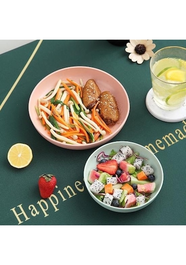 Yeşil Çevre Dostu Yemek Tabağı Düz Renk Yuvarlak Şekil Sofra Takımı 21 Cm