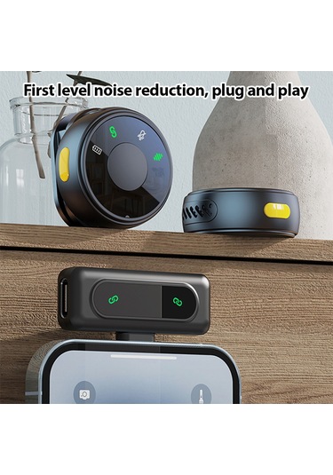 Samdoo J8 2.4g Kablosuz Kolluk Mikrofonu - 30m Alım Mesafesi, Gürültü Engelleme, Type-c + App Adaptörü, İki Mikrofonlu Set