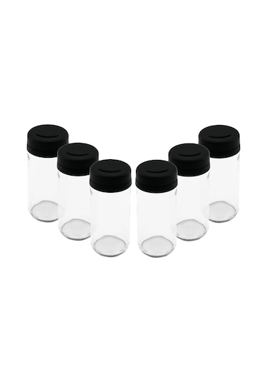 6 Pcs Cam - 225ml Baharatlık - Tuzluk Plastik Kapak 5361 Çok Renkli