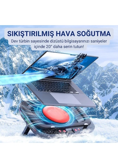 Coofbe Profesyonel Yükseklik Ayarlı 2400rpm Rgb Işıklı Laptop Soğutucu Turbo Soğutma Radyatörü 14-19.3inç