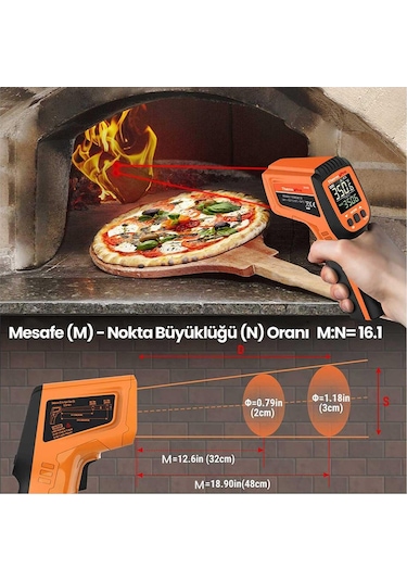 ThermoPro TP450 -50C/+550C Antişok Dual Lazer Endüstriyel Kızılötesi Temassız Termometre