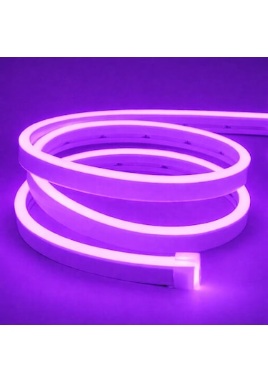Neon Şerit Led 12v Volt Esnek Silikonlu Aydınlatma 2mt- Mor Mor