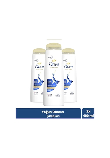 Dove Ultra Care Yıpranmış Saçlar İçin Yoğun Onarıcı Şampuan 3 x 400 ML