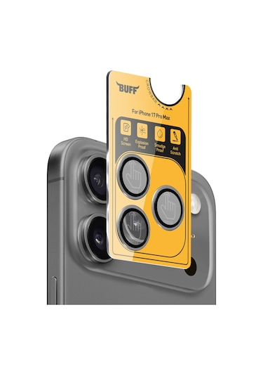 Buff Apple Uyumlu iPhone 17 Pro Max Metal Kamera Lens Koruyucu Gray Gri