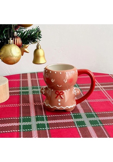 Honmex Yeniden Kullanılabilir Fırın/mikrodalga Uygun Kiremit Kupa, Şekerci Adam Şekli, Noel si, Kırmızı Saplı, 1 Adet Kırmızı Sap