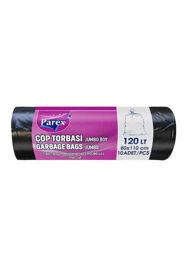 Parex Professional Çöp Torbası Jumbo Boy 80 X 110 Cm 10 Adet - Siyah