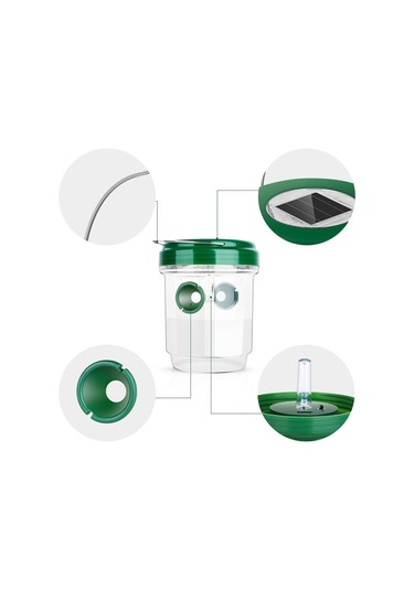 Hfambition Güneş Enerjili Led Işılı Yeşil Arı Tuzağı - Çift Girişli, Yeniden Kullanılabilir Bahçe/orman Kullanıma Uygun 2 Adet