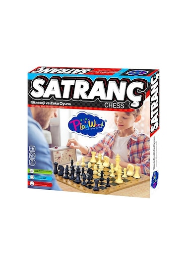 Playwood Ahşap Satranç Takımı Eğitici Oyuncak Ahşap Zeminli Büyük