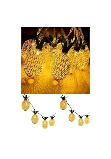 Dekoratif Pilli Pineapple Ananas Pilli Şerit Led Işık 1 Metre - Ee34yt1428yu Gün Işığı - Sarı