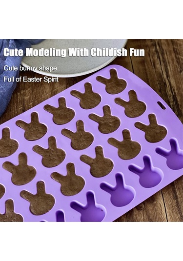 Adet Paskalya Tavşanı Silikon Kalıp Çikolata İçin 24 Boşluk Mor