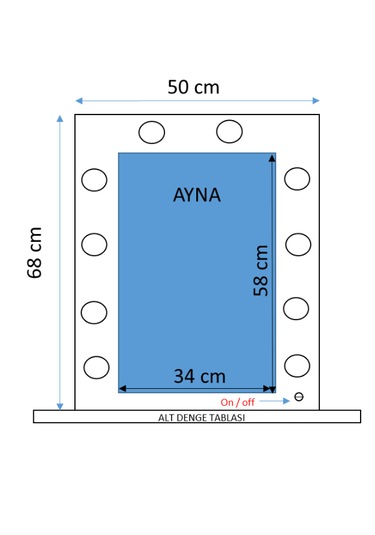 Home Işıklı Solist Makyaj Kulis Aynası 68 x 50 CM