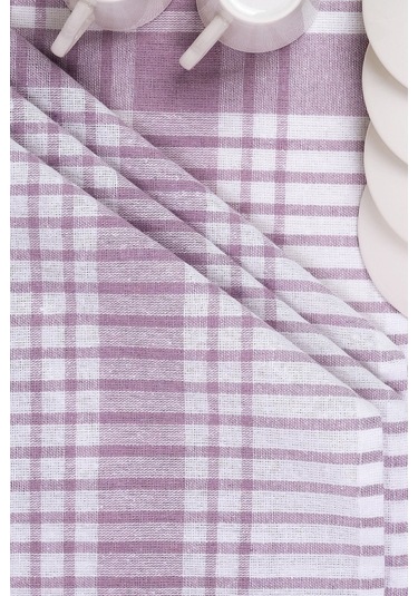 Pamuklu Lila Renkli Pöti Kareli 4'lü Kurulama Bezi, Beslenme Örtüsü, Servis Peçetesi