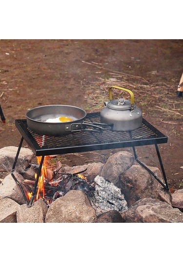 Bloomnest Pratik Masası Katlanır Kamp Izgarası Yürüyüş Seyahat Seti, Hava Doğa Demir Çözümü Barbekü Balıkçılık Açık & - Hr Siyah Siyah