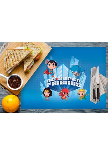 Adawall Home Dc Super Friends Kumaş Amerikan Servis 4'lü Set Çok Renkli