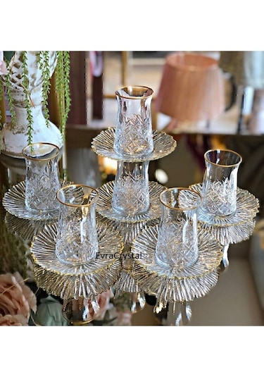 Çeyizci Çarşı 6 Kişilik 12 Parça Özel Seri Yeni Seri Model Çay Seti Altın