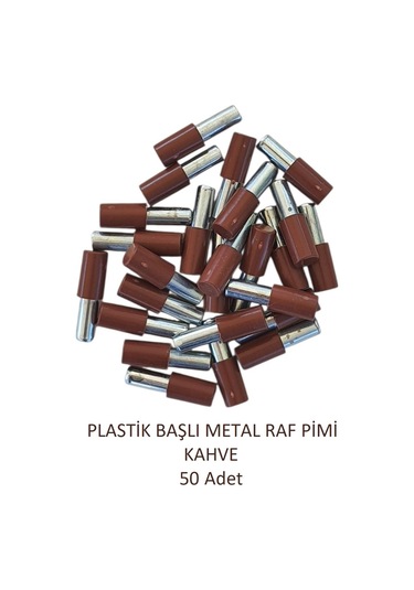 Plastik Başlı Metal Raf Pimi, Kahve 50 Adet Kahve
