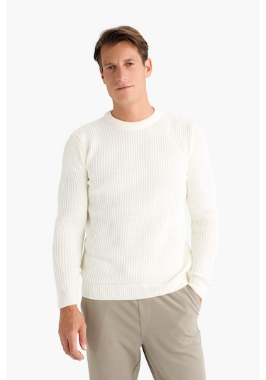 DeFacto Standart Fit Bisiklet Yaka Triko Kazak C8814AX24WNER100