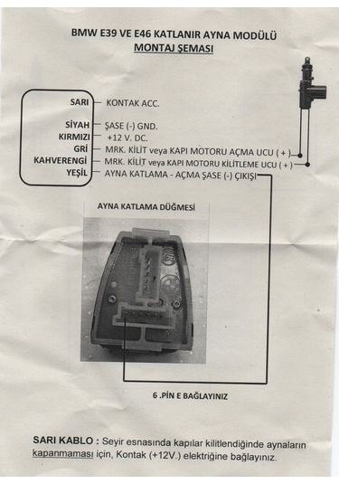 Bmw E39 ve E46 Uyumlu Katlanır Ayna Modülü