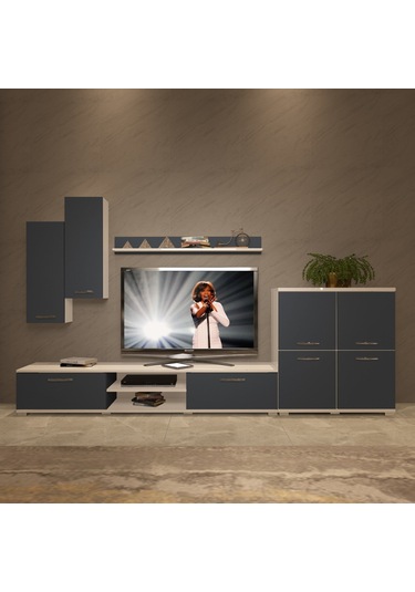 Decoraktiv Eko 6 Mdf Dvd Tv Ünitesi Tv Sehpası Beyaz - Antrasit