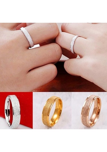 Altın Erkek Kadın Düğün Paslanmaz Band Yüzük Mat Çelik Yüzük Takı Çift Hediye Us 9 Altın
