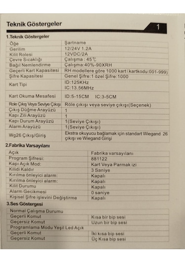 Şifreli Kapı Kilidi Kart Okuyucusu Paneli İç Mekan