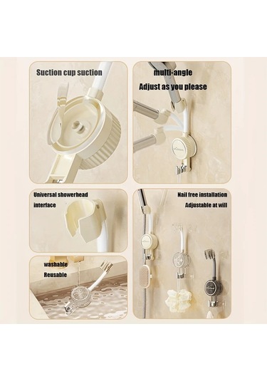 Sunshine011 Krem Rengi Deliksiz Emme Banyo Duş Tutucu Ayarlandı Duş Aksesuarı Duş Braketi Krem