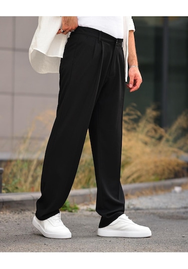 Baggy Kumaş Pantolon Siyah