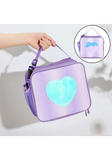 Dinosaurs Yalıtımlı Öğle Yemeği Çantası Organizatör Piknik Depolama Tote Çanta Açık Mor Açık Mor Altın