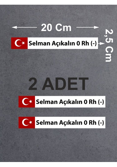 Kan Grubu Sticker, Türk Bayraklı Kan Grubu Sticker, Araba Oto Motosiklet Karavan Sticker 02523 20x2,5 Cm