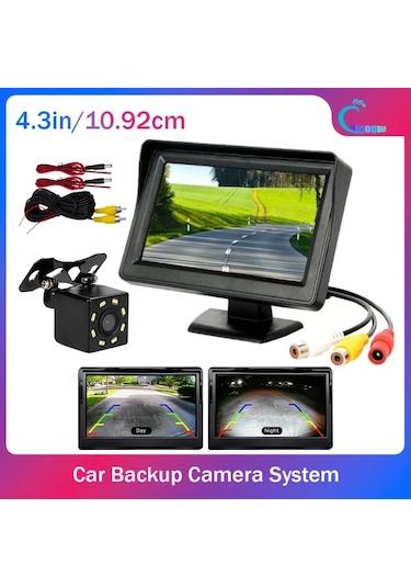 Xuweiwei Chıcoque 1 10.92 Cm 8led Xfk 4.3 İnç Lcd Ekran Ve Arka Kamera Net Gece Görüşü Pickup Suv Sedan Rv İçin Evrensel Geri Görüş Kiti