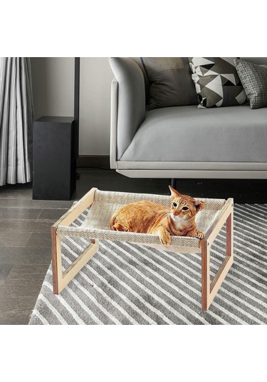 Homyl Kedi Hamak Yatağı Ahşap Yükseltilmiş Kararlı Rahat