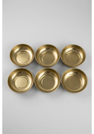 6 Parça Gold Metal Çerezlik Seti 6 Lı Ø9 Cm Yükseklik 3 Cm Gold