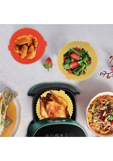 Novahub 3'lü Paket Gri Sarı Kırmızı, Çok Amaçlı Tasarruflu Kolay Temizlenebilir Silikon Fritöz Astarı Gri - Sarı - Kırmızı