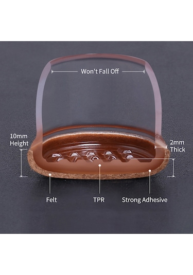 Wezone Sessiz Ve Dayanıklı Mobilya Ayak Koruyucu 8 Parça - Taban Keçeli, Kolay Kullanım, Tpe Malzeme