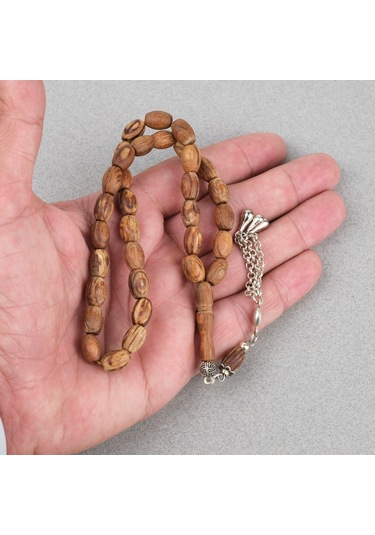 Kör Diken Ağacı Alpaka Püsküllü Fıçı Kesim 7.5x10mm Tesbih Kahverengi