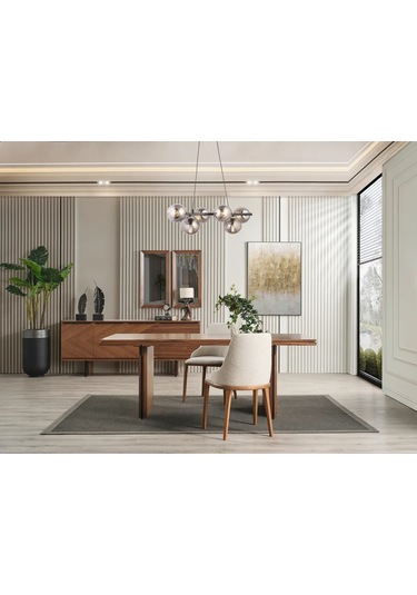 Elara Yemek Odası Takımı Yemek Masası + 4 Adet Sandalye Kahverengi