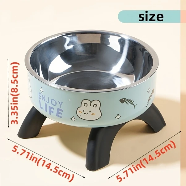 Chuangyinshop Koyu Kahverengi 304 Paslanmaz Çelik Ve Pp Kaymaz Tabanlı Pati Desenli Yükseltilmiş Kedi Köpek Mama Kabı