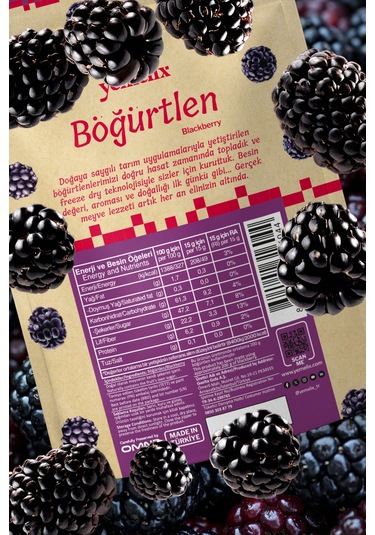 Freeze Dried 10'lu Dolu Dolu Paket Böğürtlen Kuru Meyve Cipsi - Dondurularak Kurutulmuş Böğürtlen 15gx10 150 G