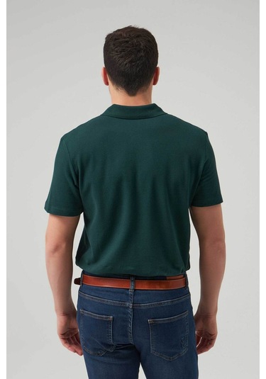 Ds Damat Regular Fit Haki Pike Dokulu %100 Pamuk Kıvrılmaz Polo Yaka Nakışlı T-Shirt 4HC14ORT51000 Haki