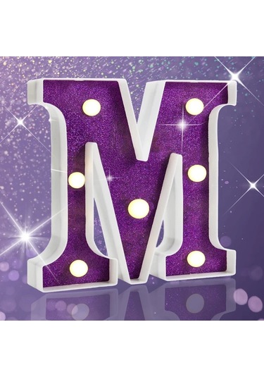 Awesomestore Mor Flaş Led Harf A Lamba Pil İle Dekor