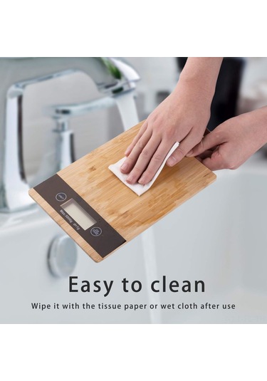 Lemestar Bambu Ve Abs Malzeme 5kg/1g Hassasiyetli Dijital Mutfak Terazi, Lcd Ekranlı, Birim Dönüştürücü Ve Kabuk Kaldırma Fonksiyonu İle Meyve, Et, Makarna Tartımı Diğer