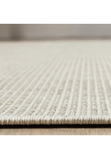 Düz Krem Bej Dokuma Görünümlü Modern Halı - L662krbo